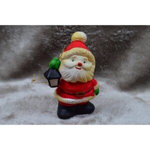 Vintage Celluloid Santa Christmas Ornament Retro Plastic Lantern Holiday Decor